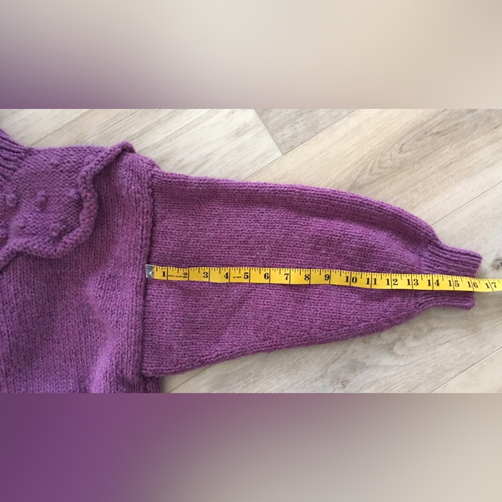 Vintage 1980’s Handmade Elegant Purple Cowl Neck Wool Knit Sweater. US 8P - Picture 5 of 7